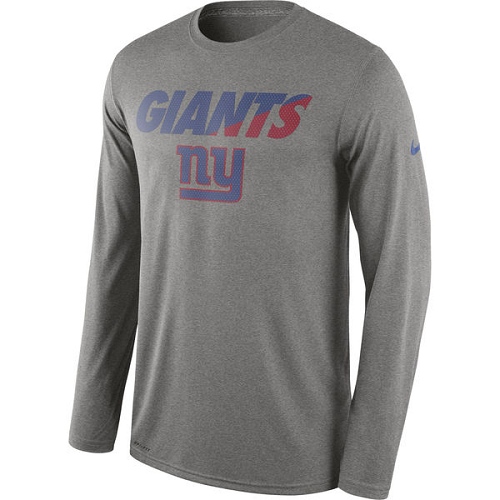 NFL Men's New York Giants Nike Heather Gray Legend Staff Practice Long Sleeve Performance T-Shirt